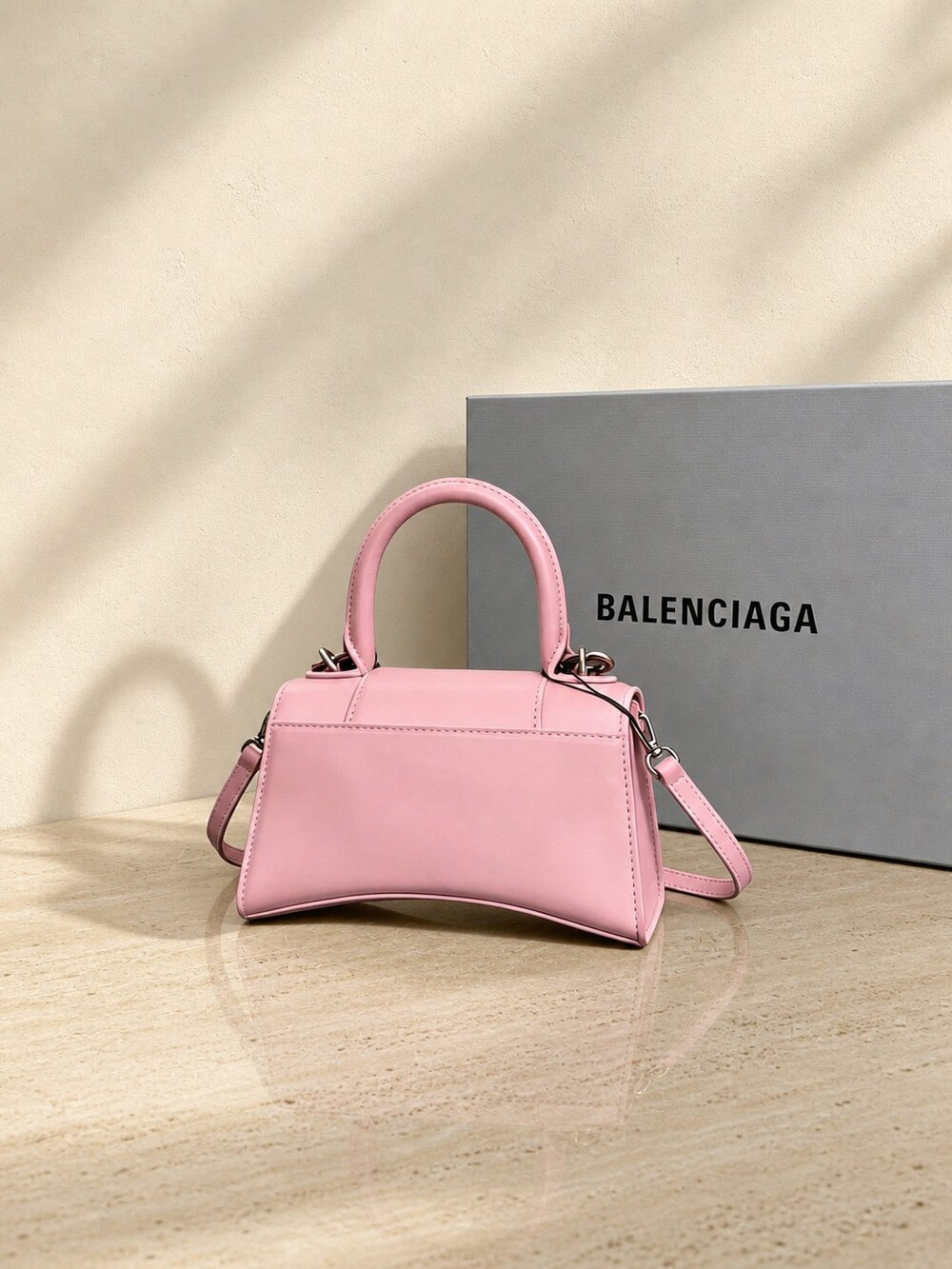 Balenciaga Pink Calfskin Hourglass Top Handle Handbag - Picture 6 of 6